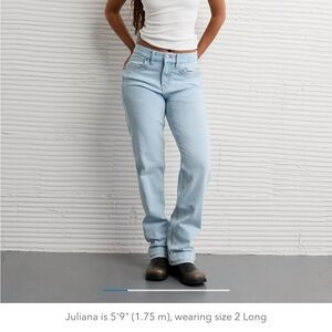 NWT American Eagle Curvy Straight Jean Indigo Acid Wash Size 10 Regular